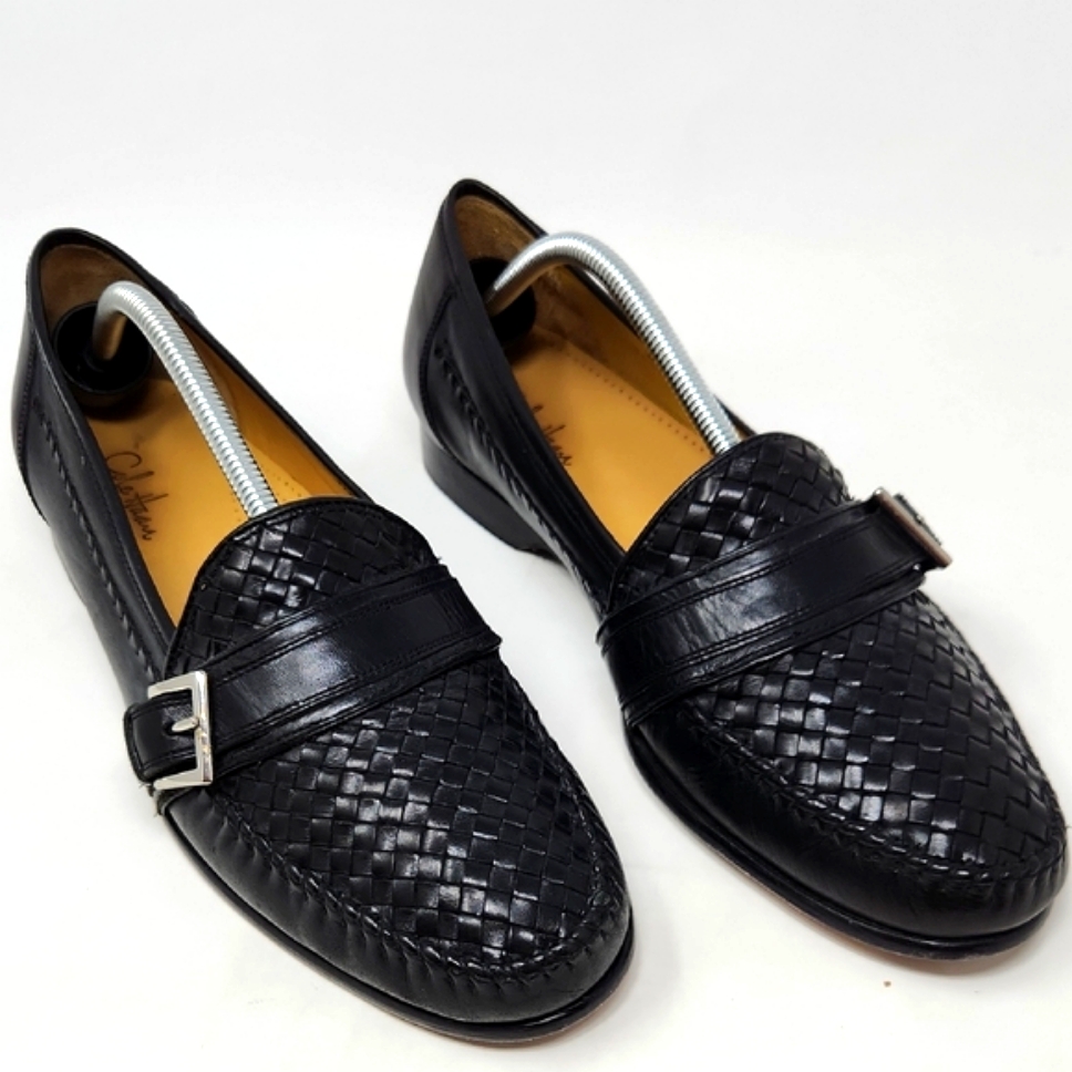 Cole Haan Black Slip-On Loafers With Silver Buckle